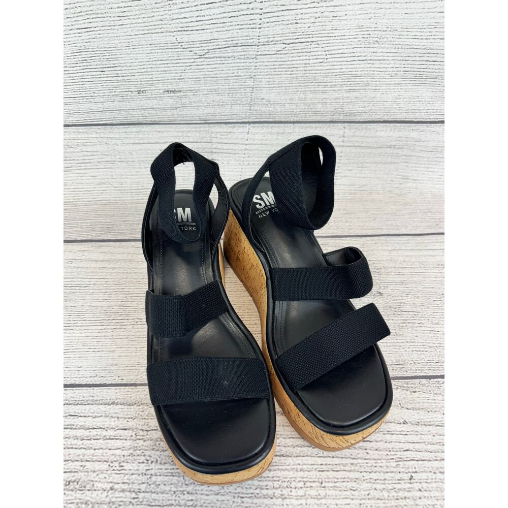 Steve Madden NY Women's Black Strappy Wedge Sandals Size 8.5 - Picture 8 of 9